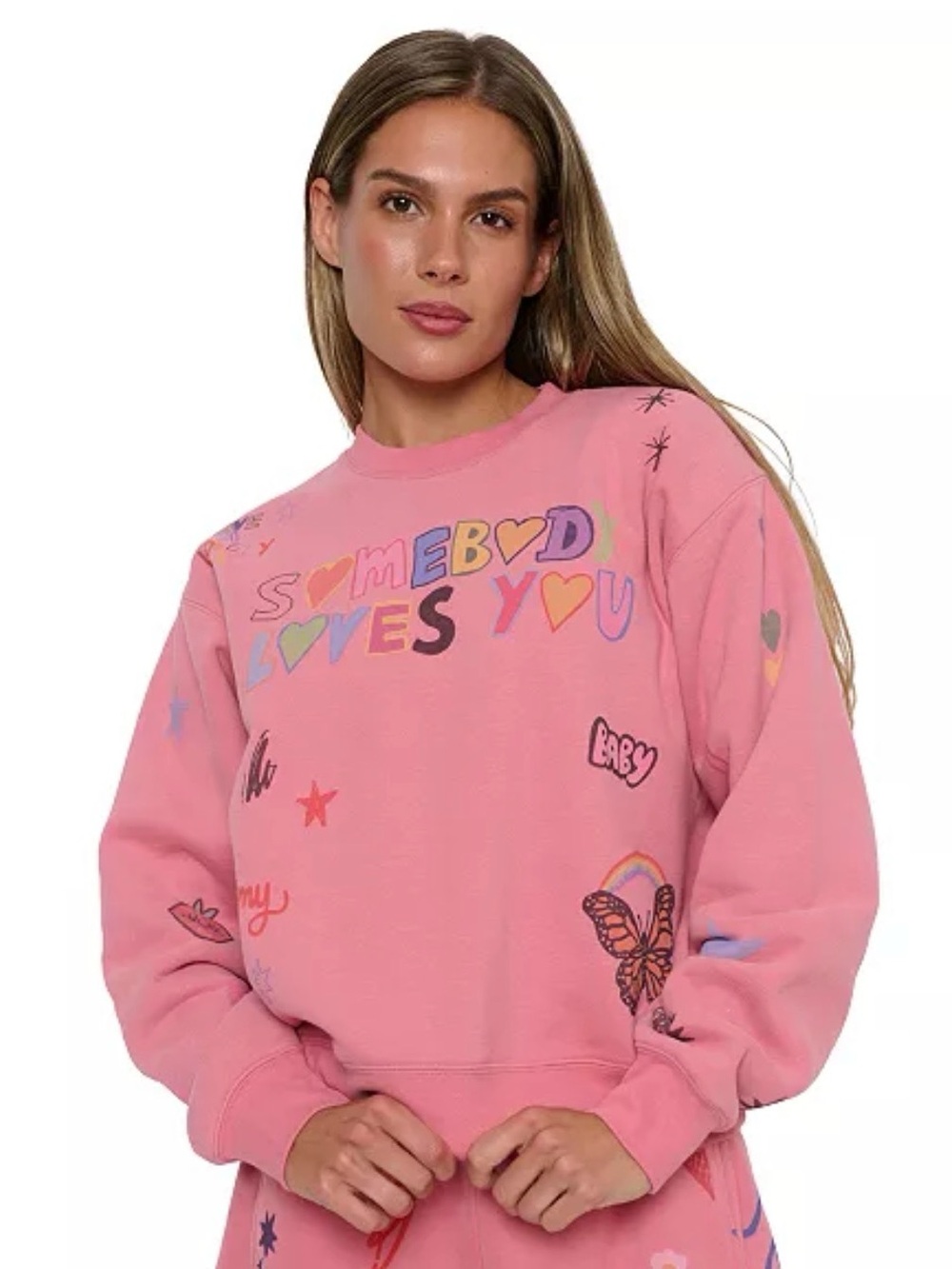 The Mayfair Group Somebody Loves You Classic Pink Crewneck Size Xs
